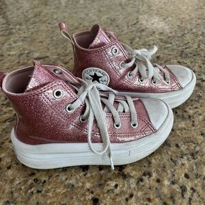 Kids Chuck Taylor Converse All Star Move High Top- Pink Sparkle